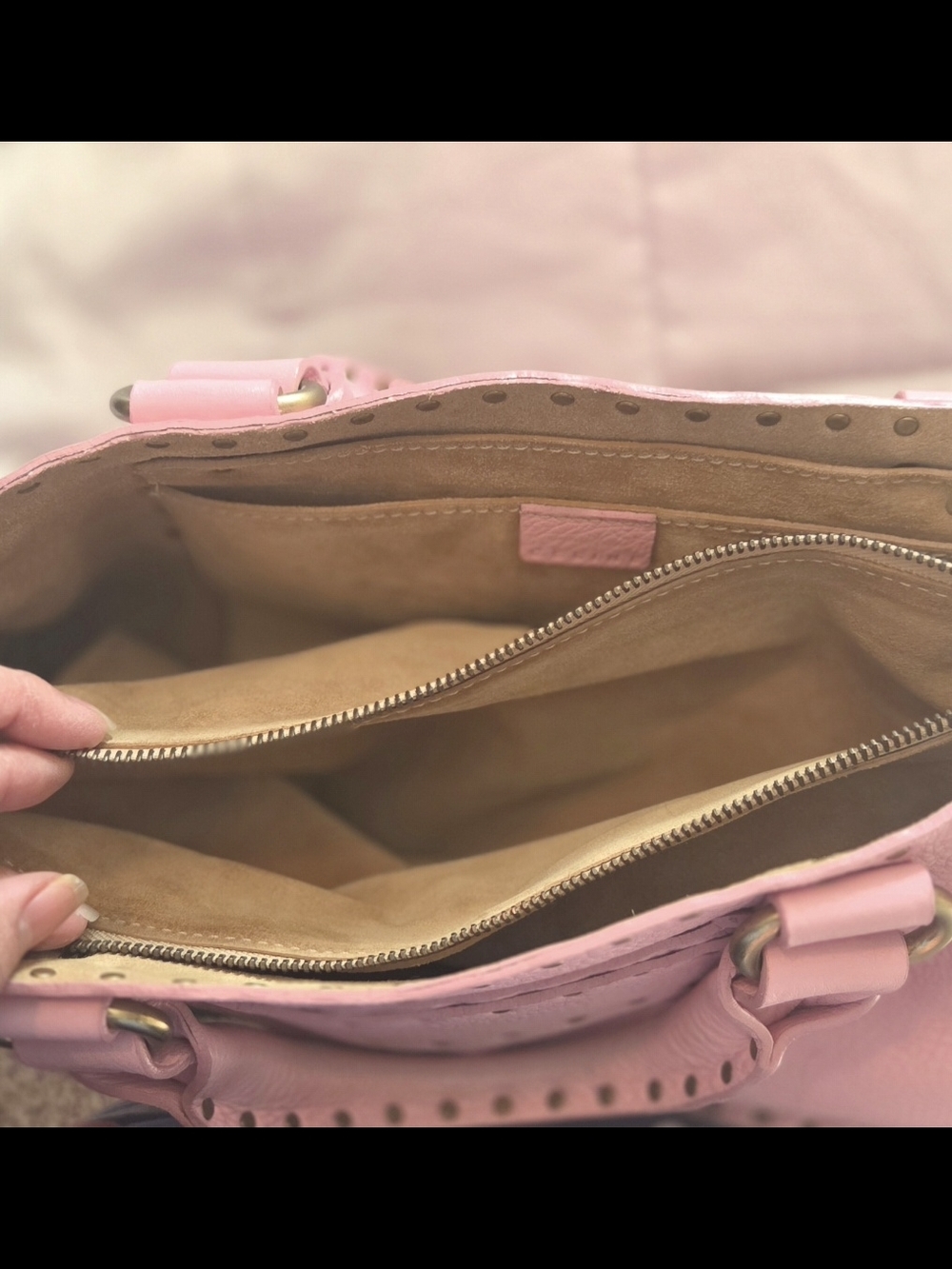 Celine Boogie Pink Leather With Gold Stud  Tote Handbag - Picture 9 of 16